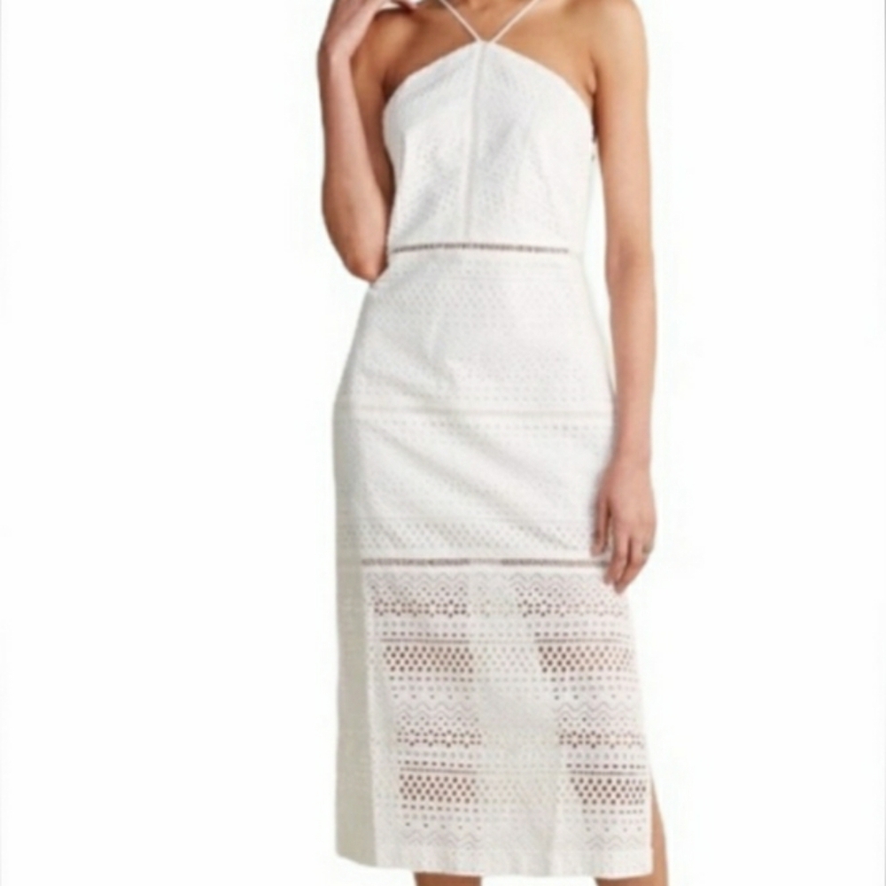 J. Crew White Halter Eyelet Cotton Dress Size 2